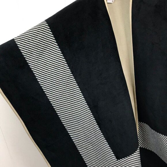 Woolrich Dark Navy Reversible Soft Fleece Open Front Blanket Wrap Shawl One Size - Picture 6 of 13